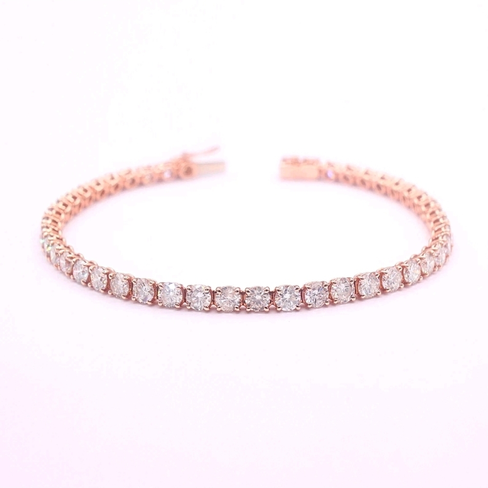 9ct NATURAL DIAMONDS 14K SOLID Rose Gold Tennis Bracelet Glisening Shimmering 7